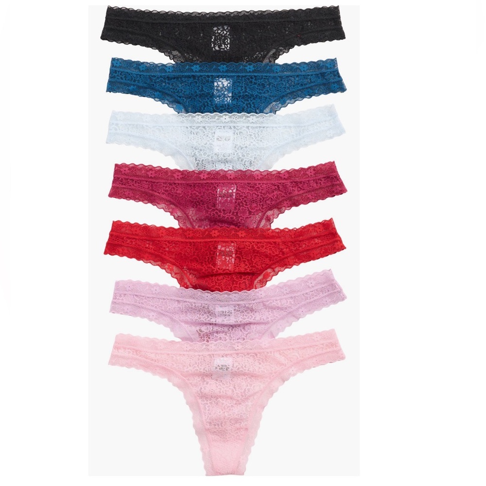 Nordstrom 7 Pack Day of the Week Thong Panties, Size Medium, Multi Color NWT‎